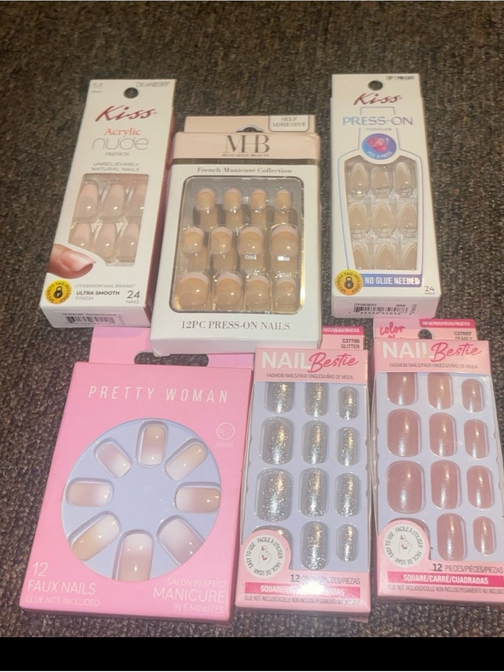 Kiss & Assorted Brands Nude Press-On & Acrylic Nails Set